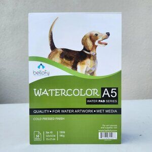 NEW 50 Sheets Watercolor Paper Pad 130 lb /190 GSM 8.3" x 5.8" Cold Press Paper